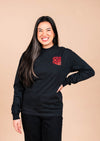 Men’s Heavy Long Sleeve Crew Neck Cardinal Sun| Faded Black & Red