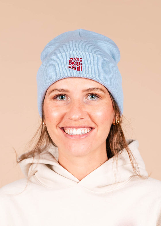 Cuff Beanie Classic | Powder Blue & Maroon