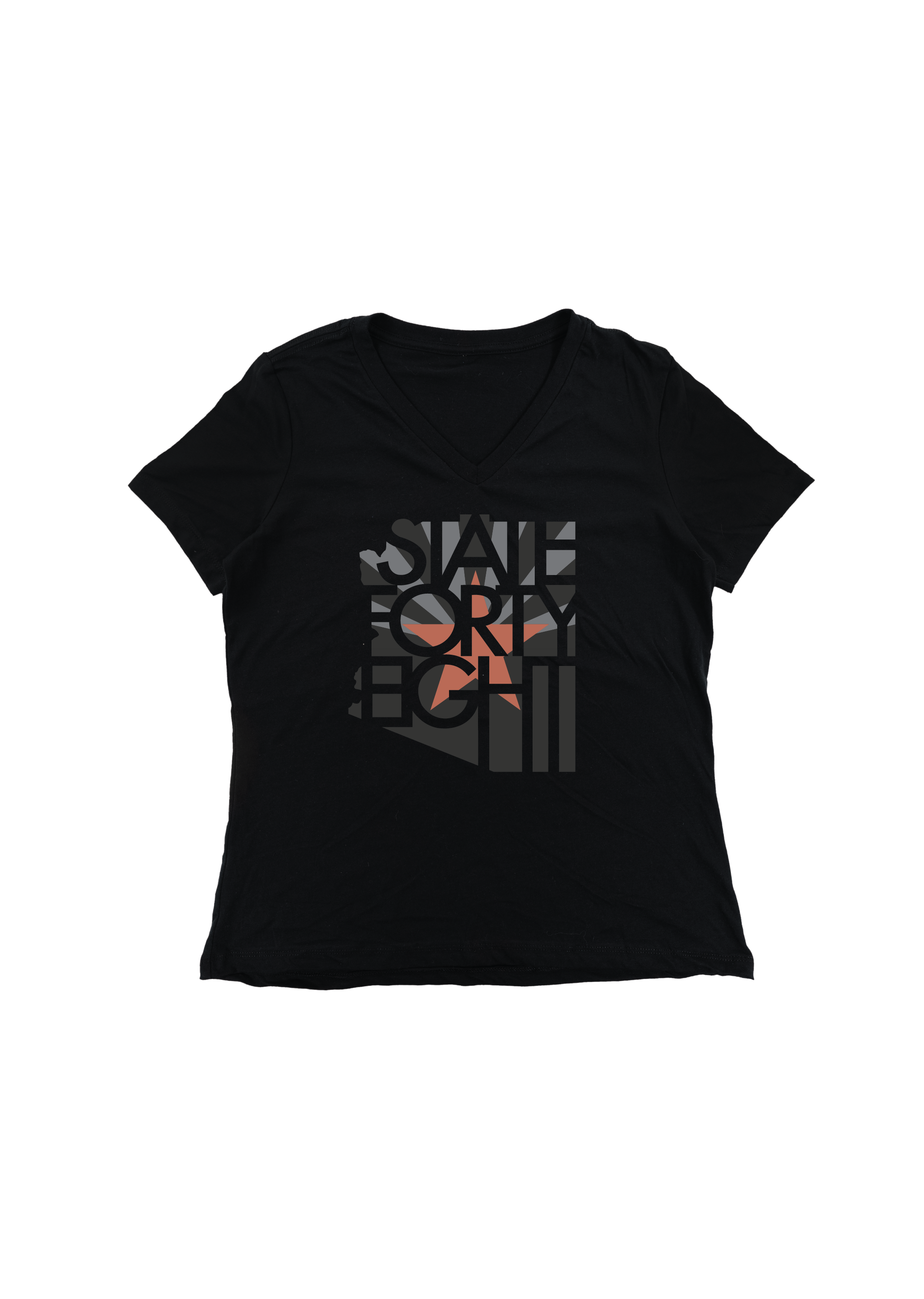 Women's Relaxed V-Neck Copper Flag | Black | State Forty Eight