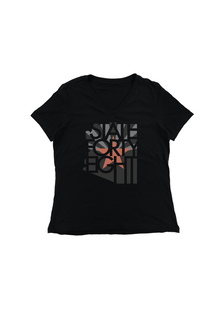  Women’s Relaxed V-Neck Copper Flag | Black