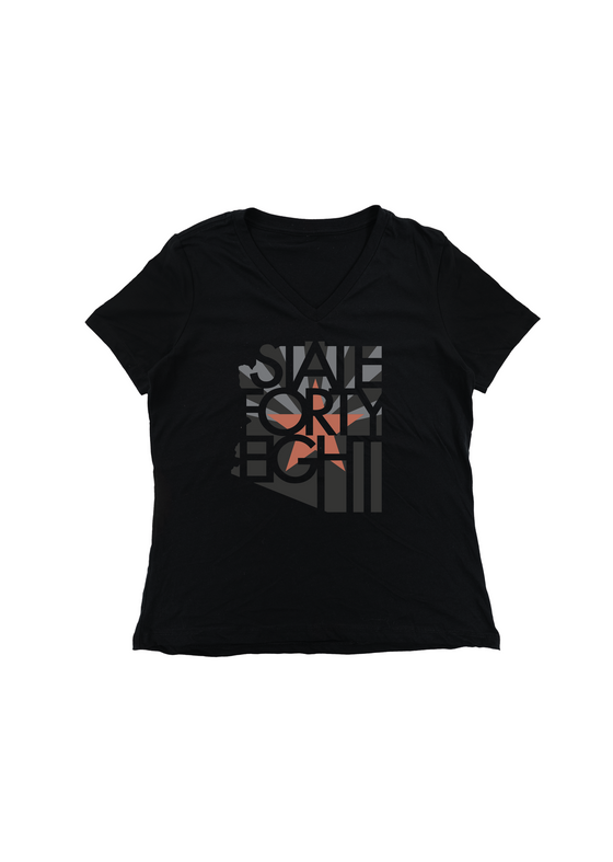 Women’s Relaxed V-Neck Copper Flag | Black