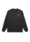 Men’s Heavy Long Sleeve Crew Neck Cardinal Sun| Faded Black & Red