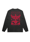 Men’s Heavy Long Sleeve Crew Neck Cardinal Sun| Faded Black & Red