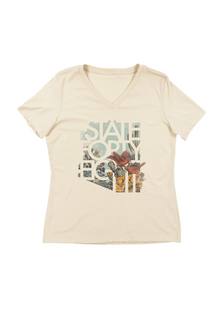  Women's Relaxed V-Neck Flora & Fauna | Natural - State Forty Eight