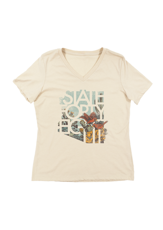 Women's Relaxed V-Neck Flora & Fauna | Natural - State Forty Eight