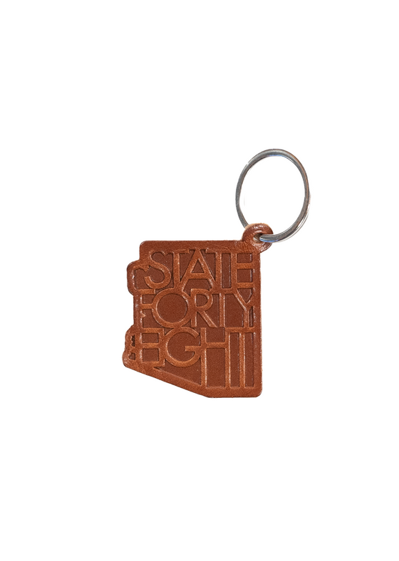 Classic Leather Keychain, Dark Brown (Croc Print)
