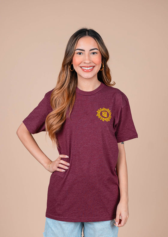 Men’s Crew Neck ASU Sunburst | Heather Maroon