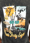 Men's Crew Neck AZ Collage | Black Stone Wash