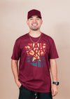 Men's Crew Neck SFE Distressed Flag | Burgundy - State Forty Eight