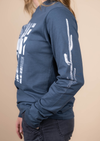 Men’s Long Sleeve Crew Neck Fading Saguaro | Petrol Blue