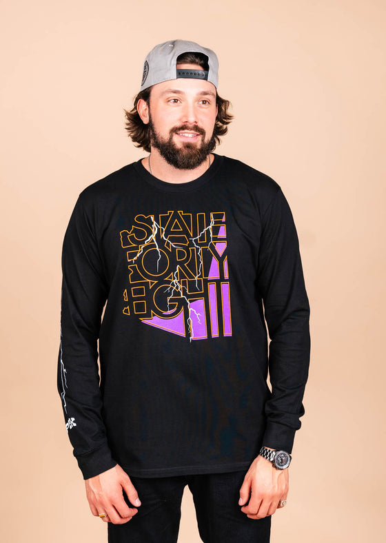 Men’s Long Sleeve Crew Neck PHX Lightning |  Black