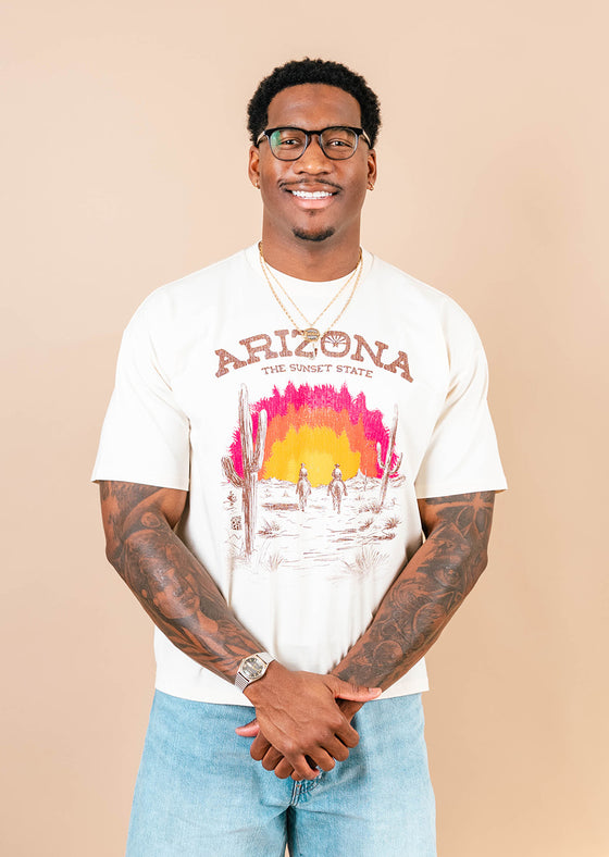 Men's Boxy Crew Neck Sunset State | Ecru - State Forty Eight