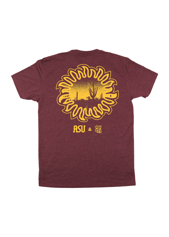 Men’s Crew Neck ASU Sunburst | Heather Maroon