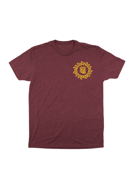 Men’s Crew Neck ASU Sunburst | Heather Maroon