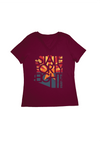 Women's Relaxed V-Neck SFE Distressed Flag | Maroon - State Forty Eight