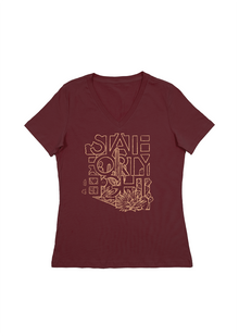  Women's Relaxed V-Neck What a Deal October | Maroon