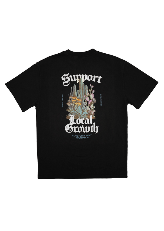 Men's Crew Neck Support Local | Faded Black