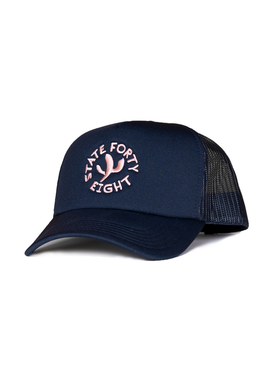 Foam Trucker Hat Fun Cacti | Navy Blue & Pink