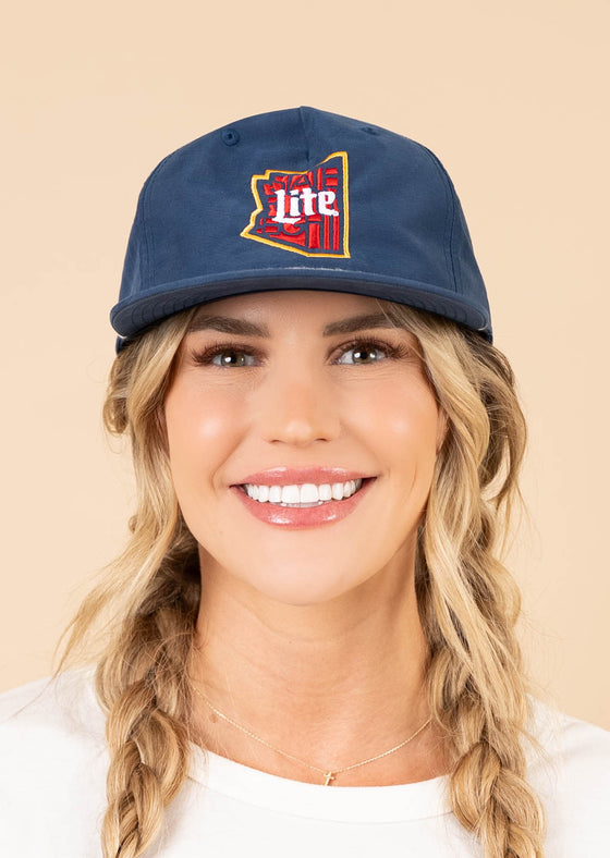 Snapback Rope Hat Miller Lite | Navy & White