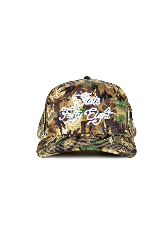 Frame Snapback Hat Cursive Rope | Camo & White - State Forty Eight