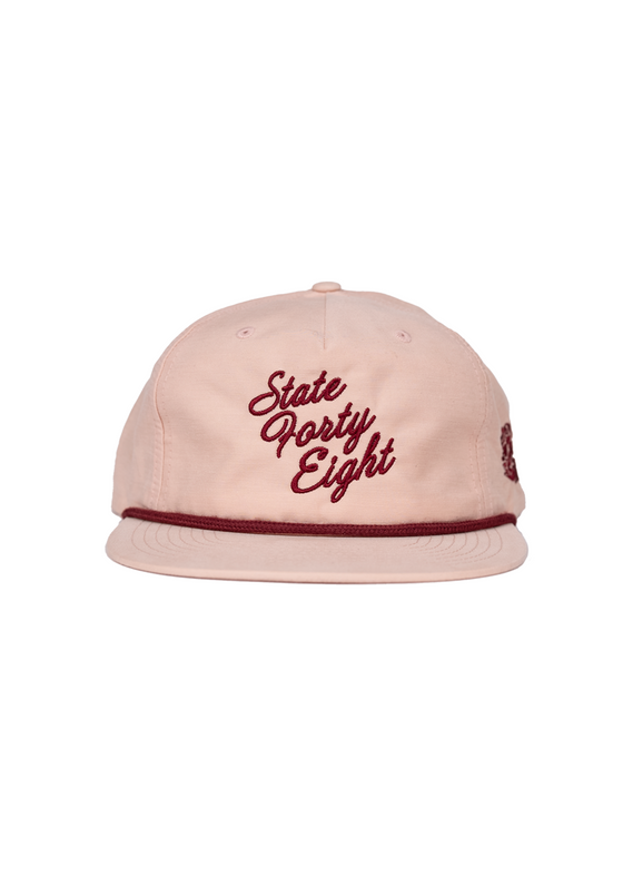 Snapback Hat Summer Script | Pale Peach & Maroon