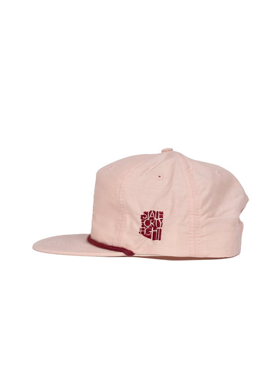 Snapback Hat Summer Script | Pale Peach & Maroon