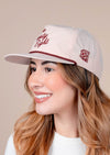 Snapback Hat Summer Script | Pale Peach & Maroon