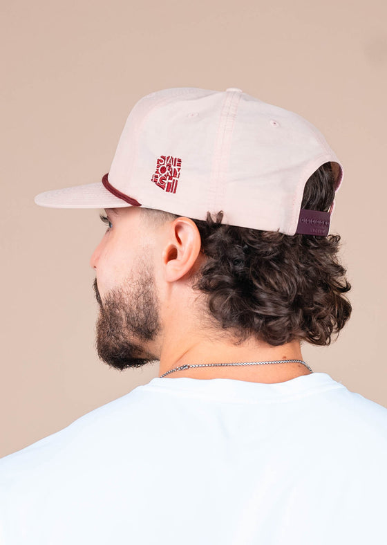 Snapback Hat Summer Script | Pale Peach & Maroon