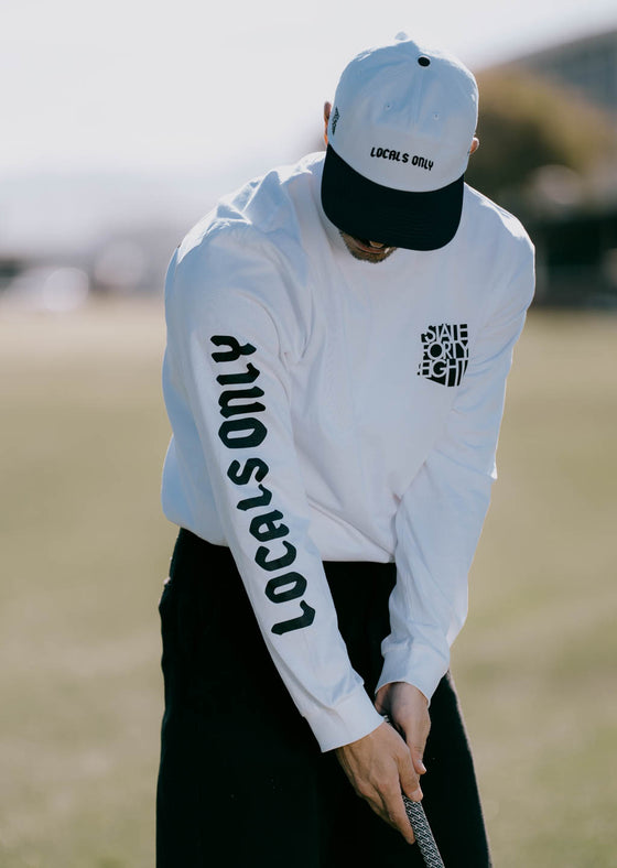 Men’s Long Sleeve Crew Neck “Locals Only” | White & Black