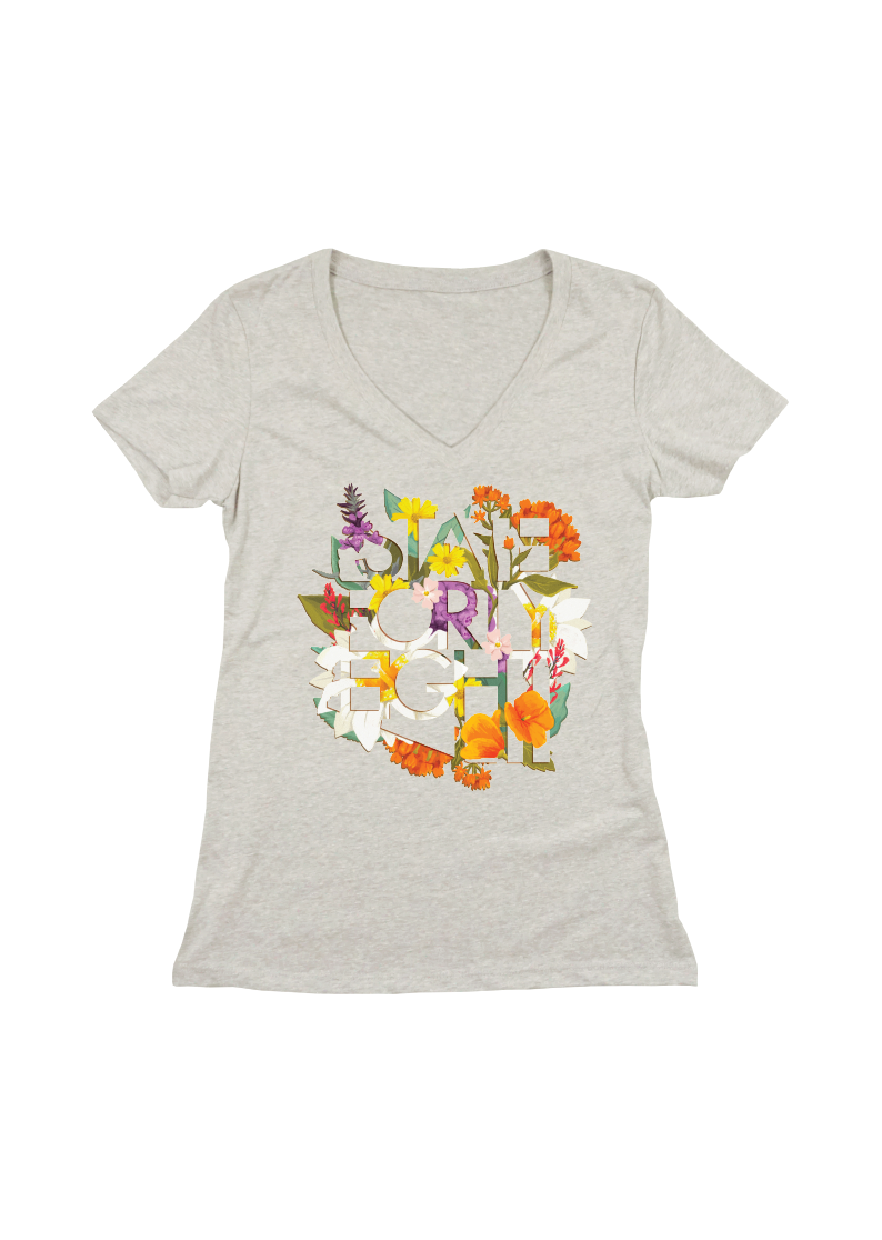 Women's V-Neck Wildflower | Oatmeal Heather | State Forty Eight