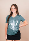 Women's Relaxed V-Neck Fading Saguaro | Heather Slate - State Forty Eight