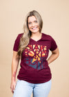 Women's Relaxed V-Neck SFE Distressed Flag | Maroon - State Forty Eight