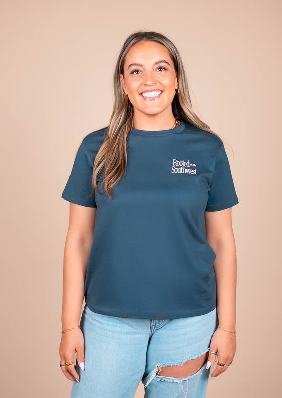 Women's Crew Neck Rooted in Southwest | Petrol Blue - State Forty Eight