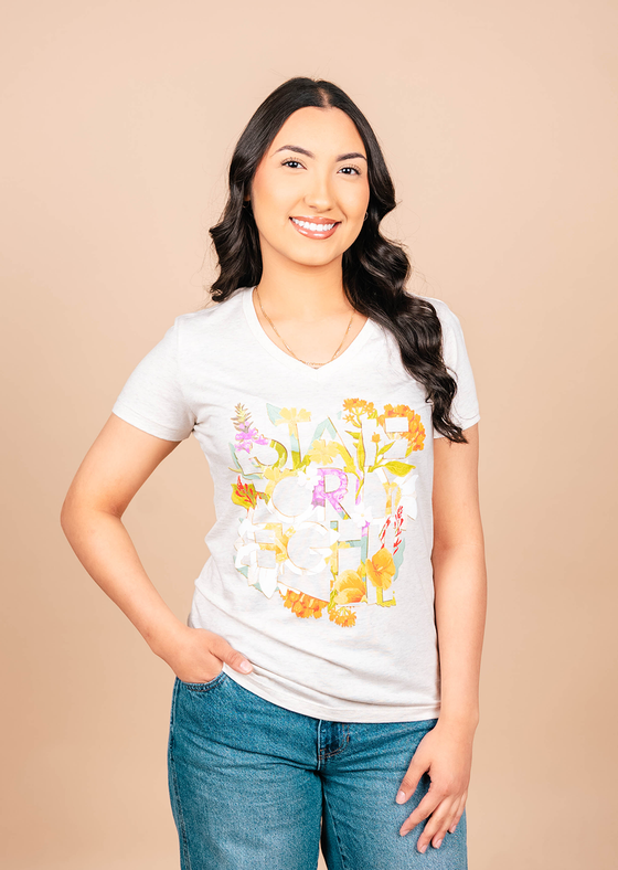 Women's V-Neck Wildflower | Oatmeal Heather