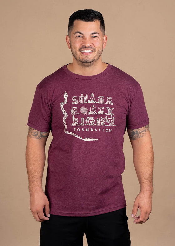 Mens Cew Neck State Forty Eight Foundation Heather Maroon 01