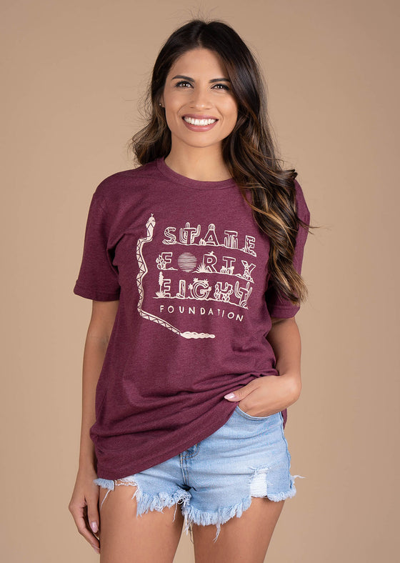 Unisex Cew Neck State Forty Eight Foundation Heather Maroon 02